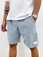 Shorts casual homem com cordão ajustável corte largo verão