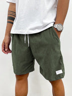 Shorts casual homem com cordão ajustável corte largo verão
