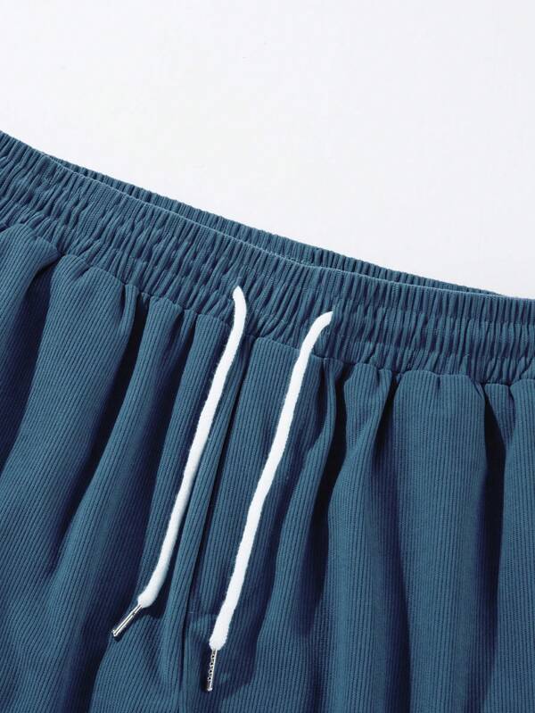 Shorts casual homem com cordão ajustável corte largo verão