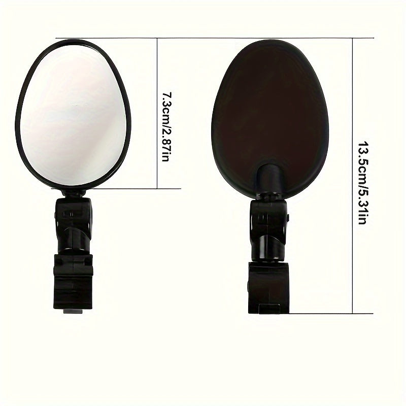 Espelhos retrovisores para bicicleta ângulo largo formato oval encaixe universal, 2 unidades
