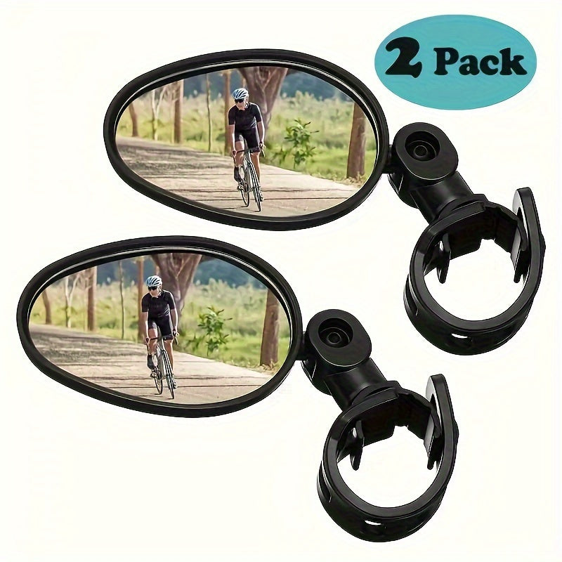 Espelhos retrovisores para bicicleta ângulo largo formato oval encaixe universal, 2 unidades