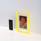Porta-retratos acrílico vertical transparente dupla face estilo art déco para parede e mesa