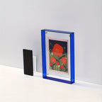 Porta-retratos acrílico vertical transparente dupla face estilo art déco para parede e mesa
