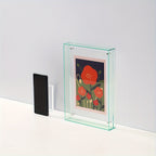 Porta-retratos acrílico vertical transparente dupla face estilo art déco para parede e mesa