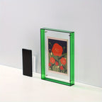 Porta-retratos acrílico vertical transparente dupla face estilo art déco para parede e mesa