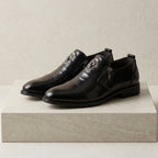 Sapatos social masculino couro com zíper lateral e detalhe em relevo
