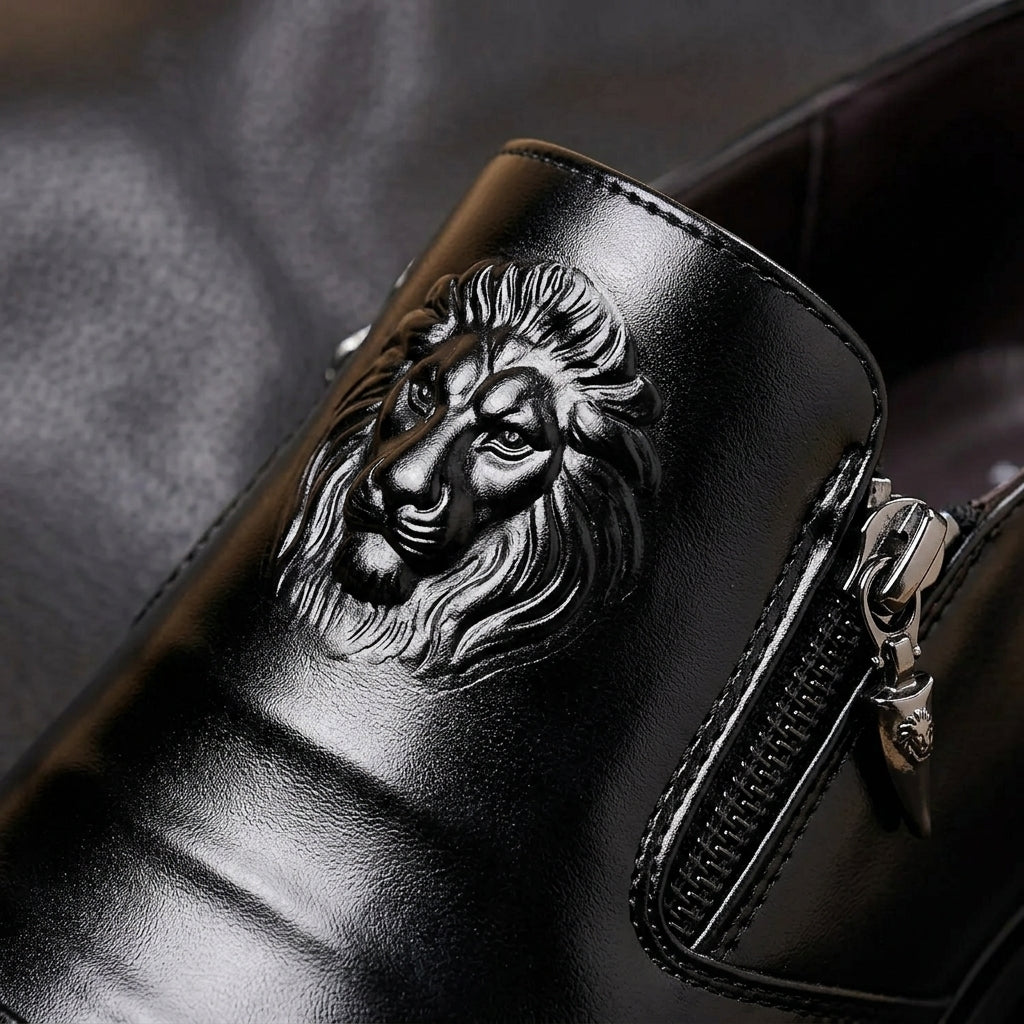 Sapatos social masculino couro com zíper lateral e detalhe em relevo