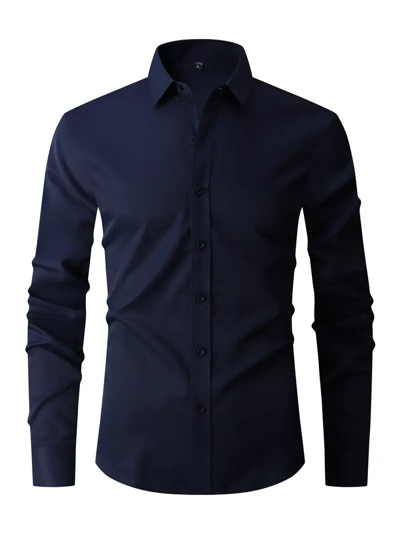 Camisa slim fit masculina com botões em várias cores