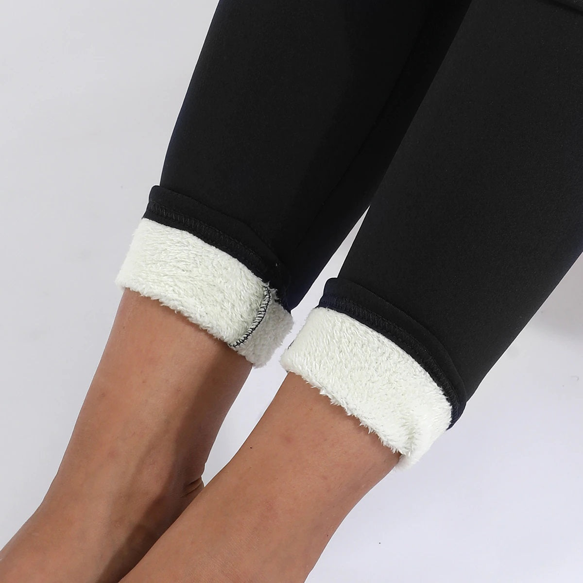 Leggings térmicas forradas para mulher cintura alta opacas para inverno