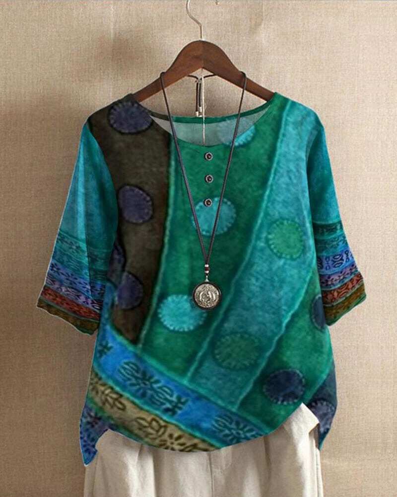 Túnica feminina boho em mistura de algodão, silhueta solta e fluida