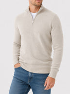 Camisola masculina merino decote em V com fecho de correr