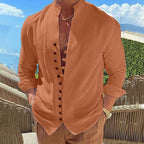 Camisa de algodão manga longa masculina caimento relaxado