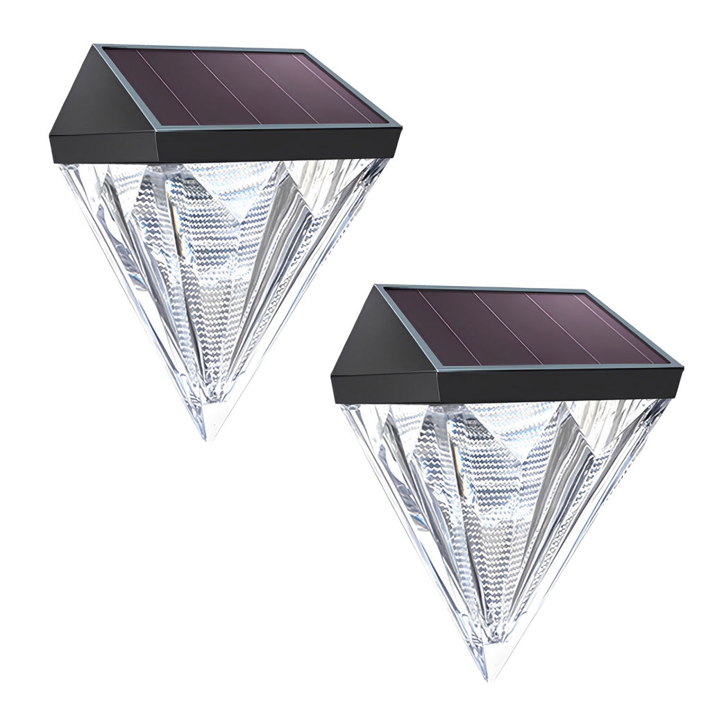 Candeeiro solar de parede LED preto geométrico à prova de água para exterior, conjunto de 2