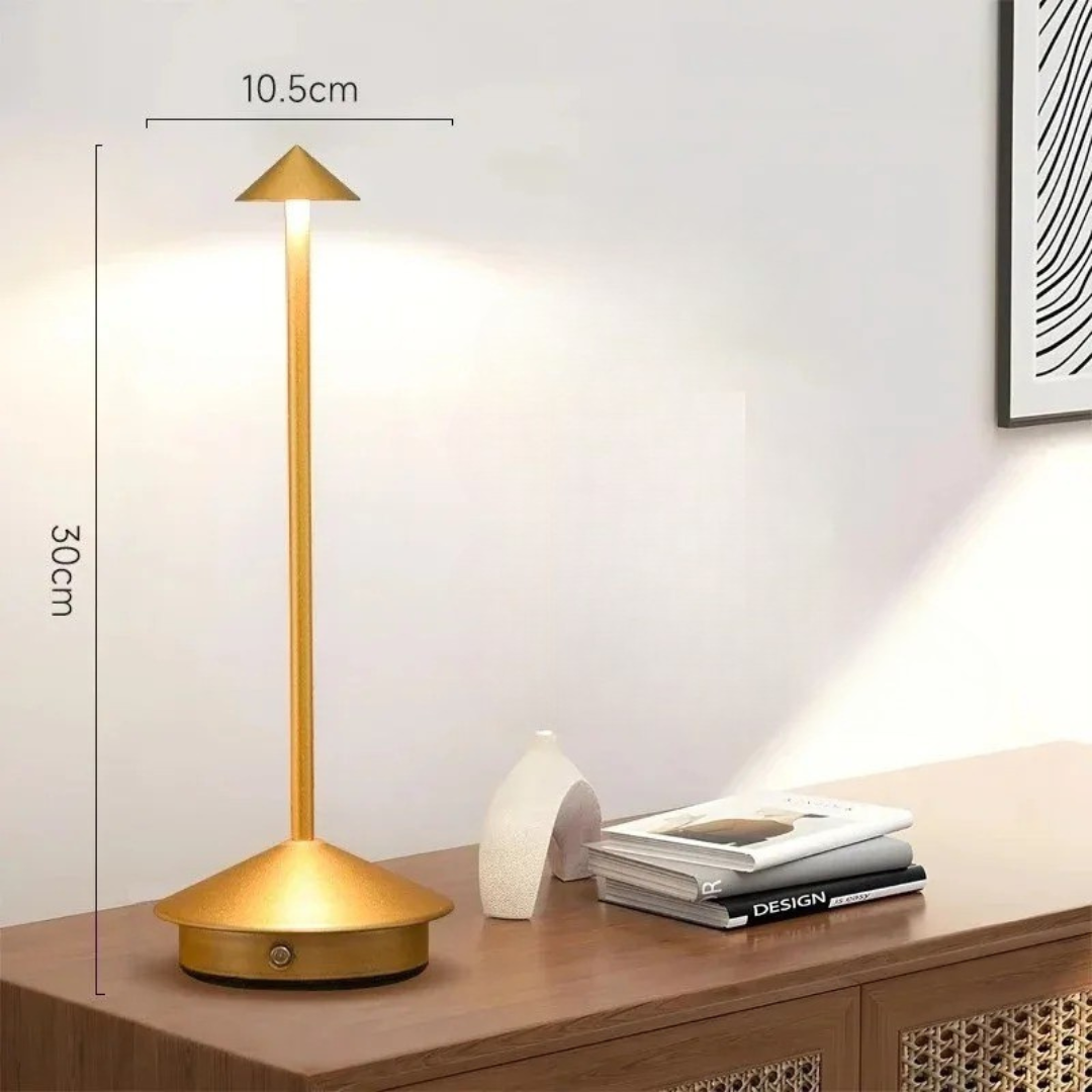 Candeeiro de mesa LED recarregável em alumínio com controlo tátil e 3 tons de luz