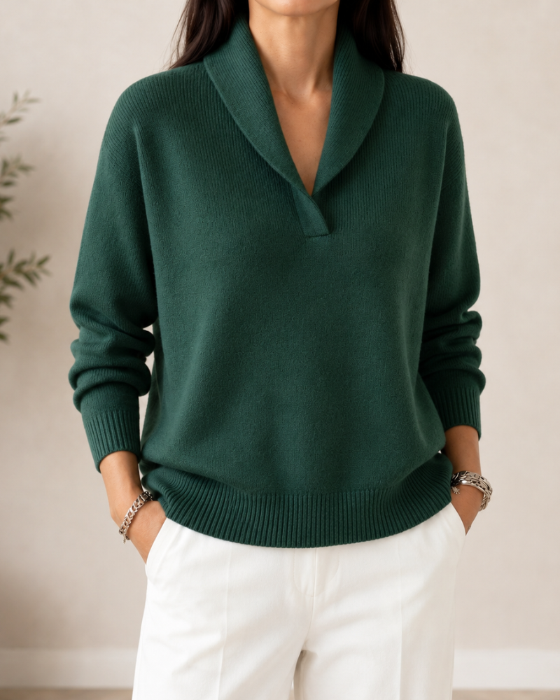 Camisola feminina decote V wrap malha macia caimento relaxado