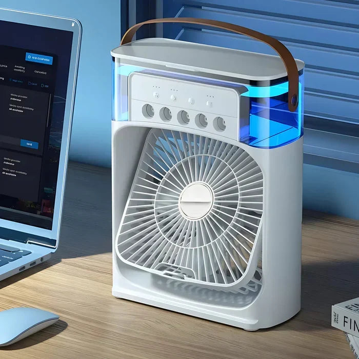 Ventilador 3 em 1 com LED 7 cores, arrefecedor e humidificador portátil USB
