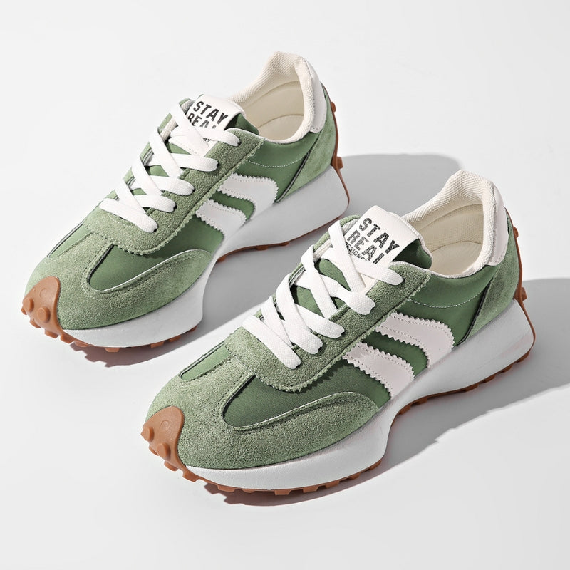 Sapatilhas retro femininas estilo camurça perfil baixo