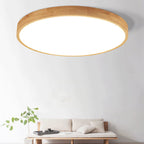 Plafão LED redondo em madeira maciça, estilo nórdico ultra-fino regulável, Ø30 cm