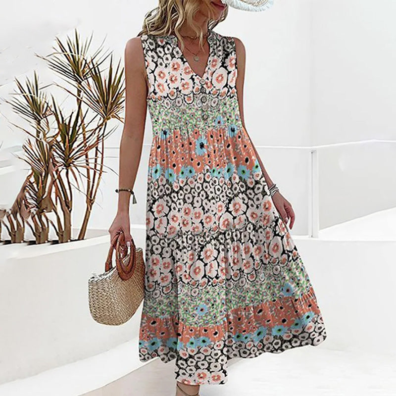 Vestido de Verão Floral | Envolvente, Elegante | Multicolorido