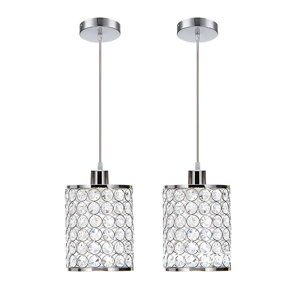 Candeeiros de cristal pendentes estilo nórdico minimalista, preto e cromado, conjunto de 2 peças