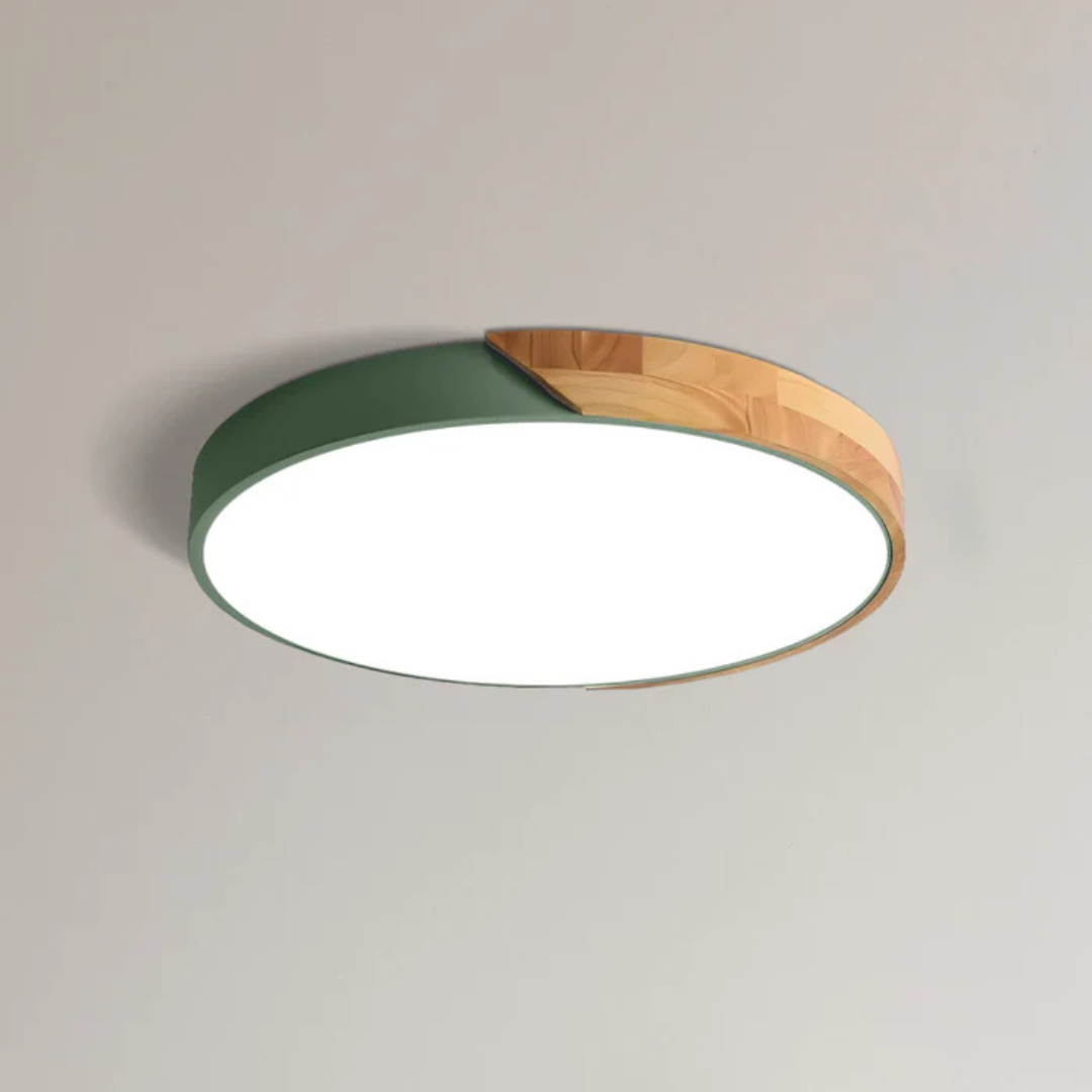 Candeeiro de teto LED design escandinavo com madeira natural, plafon moderno