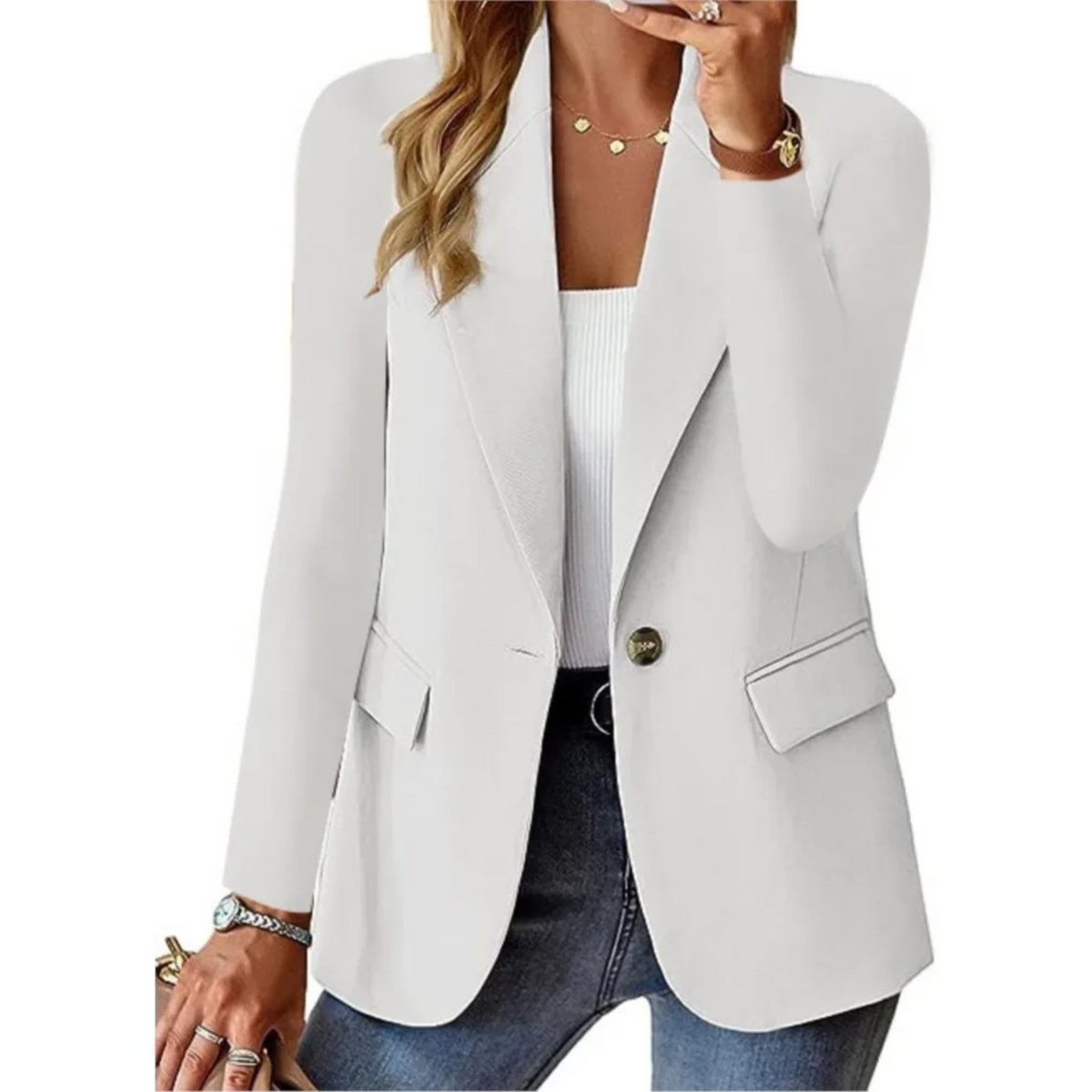 Blazer feminino manga longa casual em várias cores