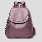 Mochila de couro antifurto feminina com textura em relevo e alças reguláveis