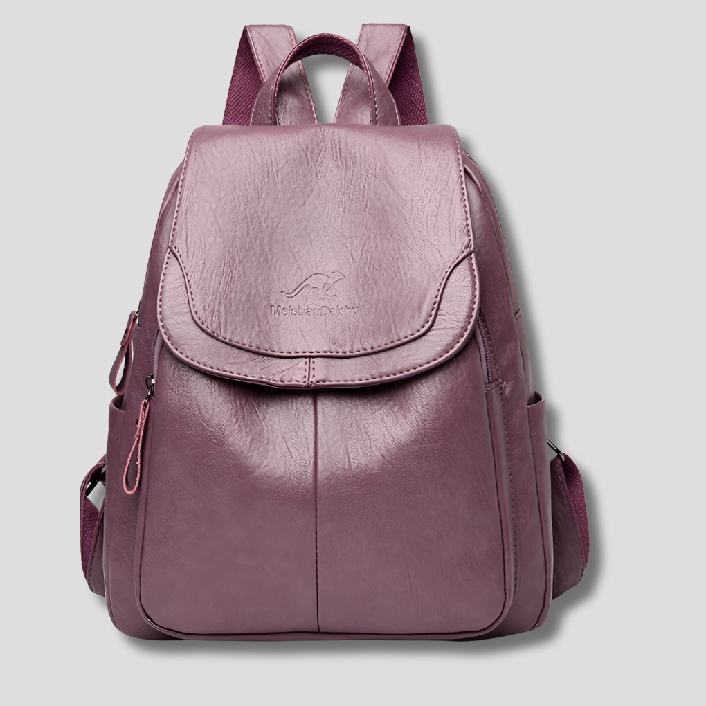 Mochila de couro antifurto feminina com textura em relevo e alças reguláveis