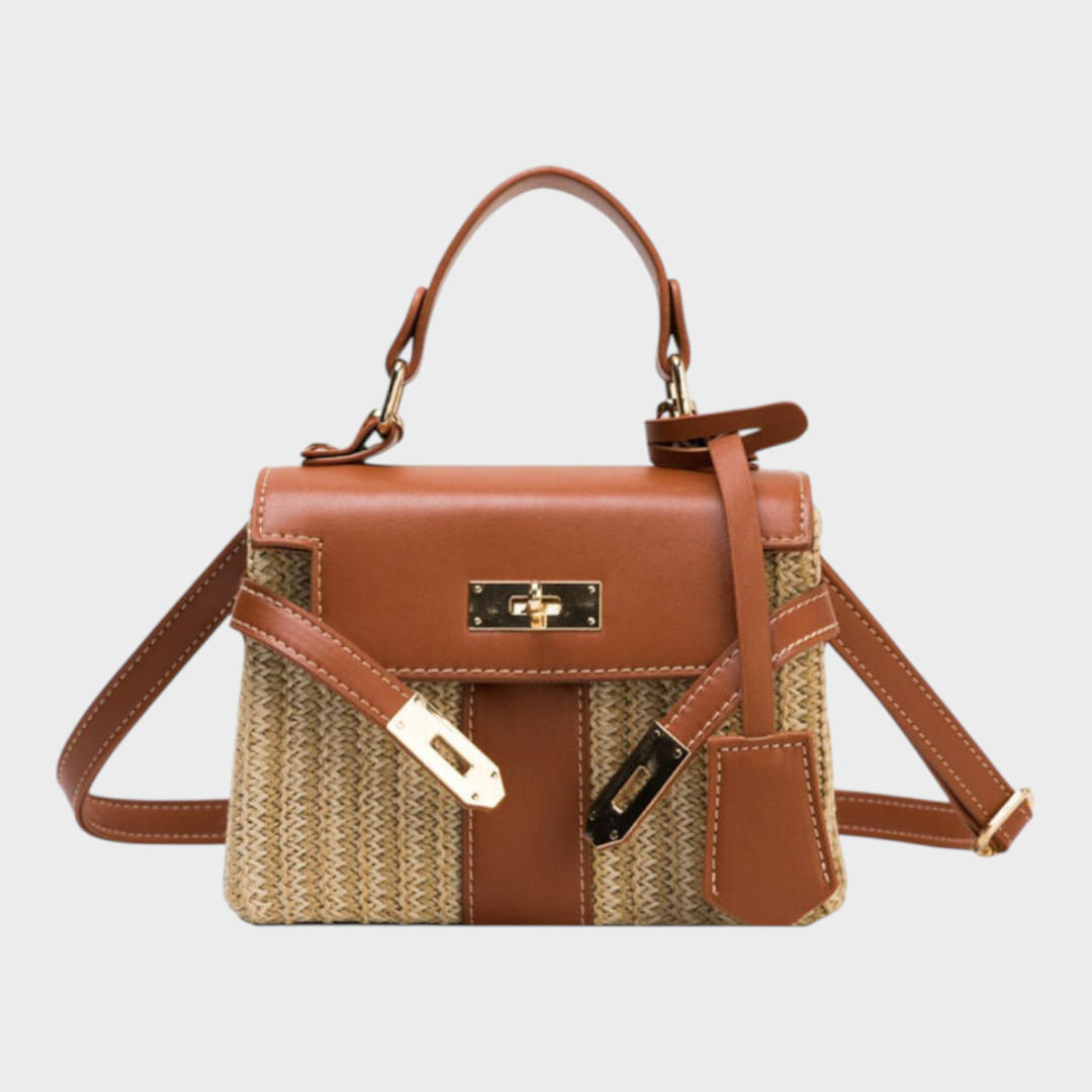 Bolsa de mão feminina estruturada compacta com pega superior