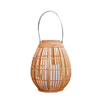 Lanterna solar exterior portátil impermeável com design bambu e luz LED quente