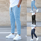Calças xadrez homem jogger conforto diário corte moderno