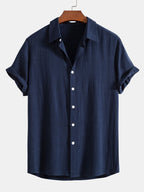 Conjunto masculino linho algodão 2 peças camisa e calça corte relaxado