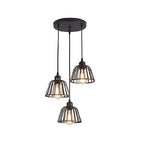 Lustre LED industrial retro gaiola de ferro preto 1 ou 3 luzes, estilo vintage