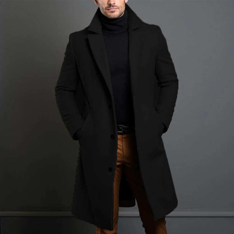 Casaco de lã masculino corte clássico quente para outono e inverno