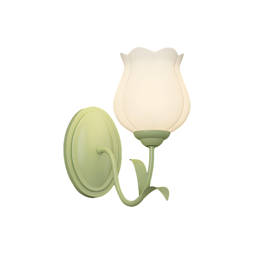 Candeeiro de parede em vidro design floral verde com 3 níveis de luz, moderno e elegante