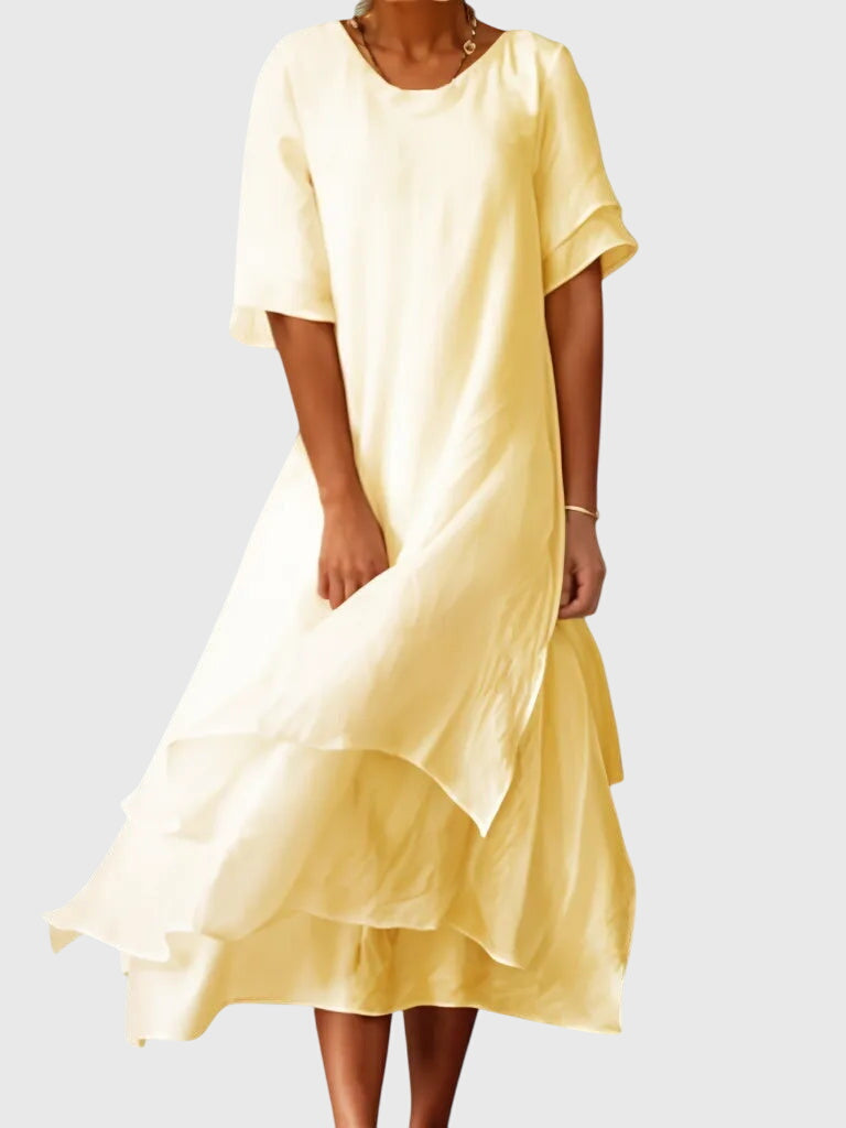 Vestido feminino decote aberto corte fluido elegante