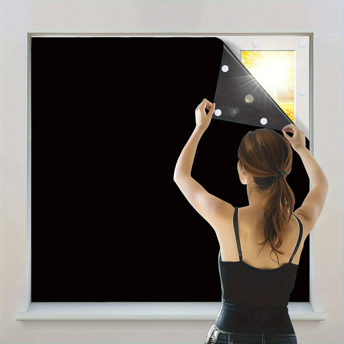 Cortinas blackout portáteis sem fios em poliéster para quarto e sala