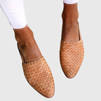Sapatilhas femininas trançadas slingback bico fino com alça ajustável