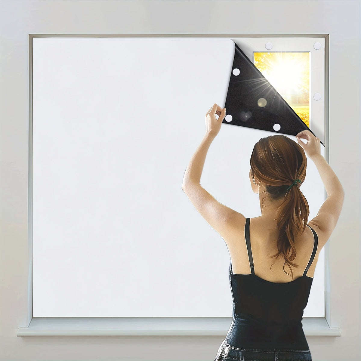 Cortinas blackout portáteis sem fios em poliéster para quarto e sala