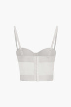 Top de renda feminino bustier com taças acolchoadas e alças ajustáveis