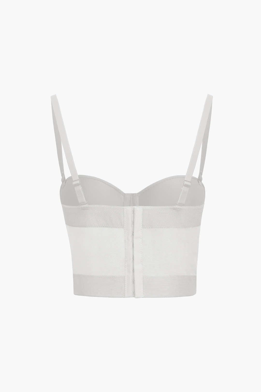 Top de renda feminino bustier com taças acolchoadas e alças ajustáveis