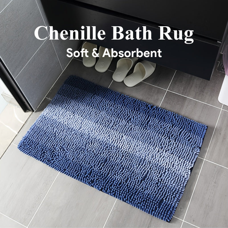 Tapete de banho em chenille antiderrapante e absorvente, lavável à máquina