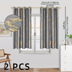 Cortinas blackout padrão mármore com folha de ouro para quarto e sala de estar