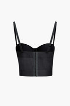 Top de renda feminino bustier com taças acolchoadas e alças ajustáveis