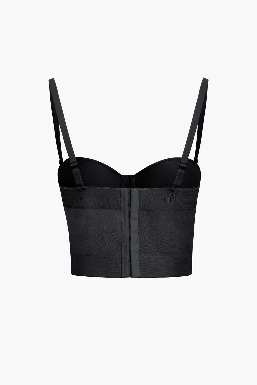 Top de renda feminino bustier com taças acolchoadas e alças ajustáveis