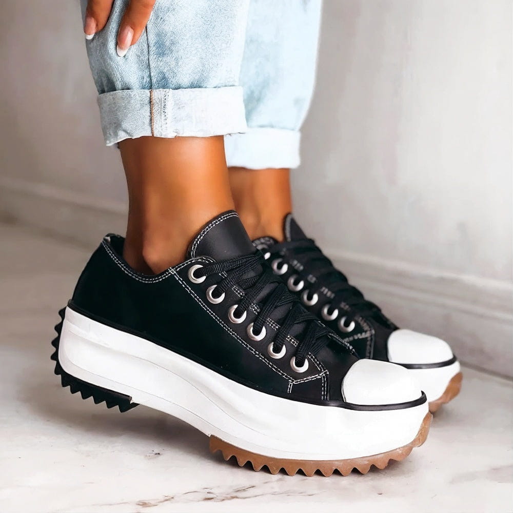 Sapatilhas femininas casual com atacadores sola antiderrapante