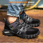 Sapatos de segurança com biqueira de aço, sola antiderrapante e bandas refletivas