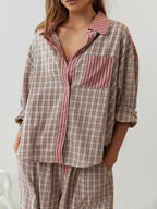 Conjunto pijama feminino 2 peças algodão macio elástico