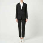 Fato de calças feminino 2 peças com blazer estruturado e lapela entalhada, corte profissional