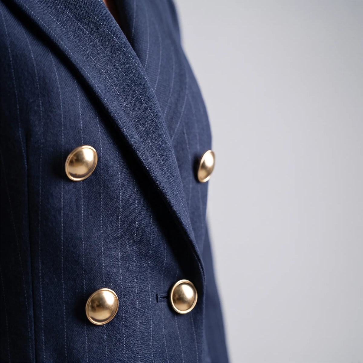 Fato pantalona feminino 2 peças com riscas clássicas, blazer e calça de pernas largas, cintura alta